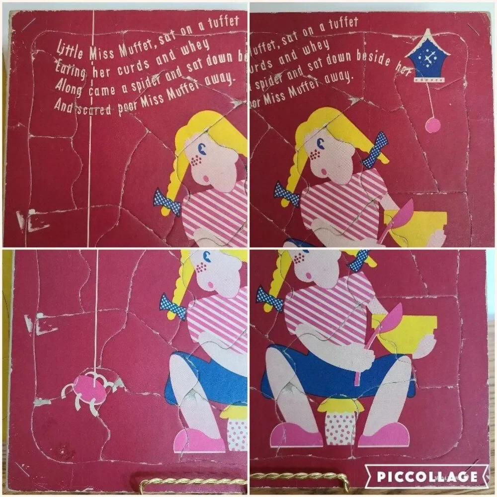 Vintage Walzer 1940s Cardboard Picture Puzzles Humpty Dumpty Little Miss Muffet
